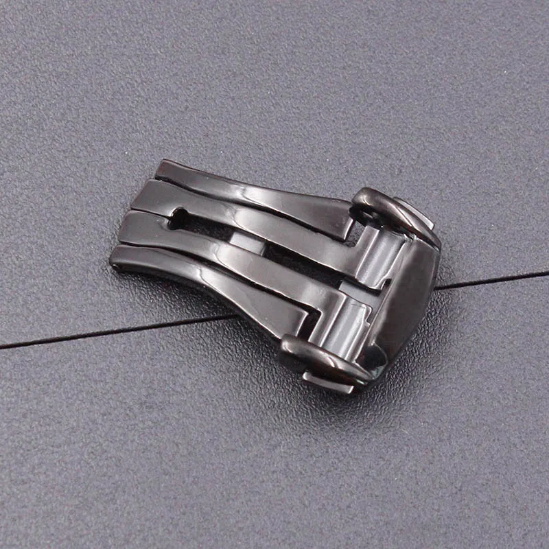 black Аксессуары для часов 316L Нержавеющая сталь Пряжка 16 мм 18 20 Ремешок OMEGA кожаный ремень пряжка с логотипом - Цвет ремешка: black
