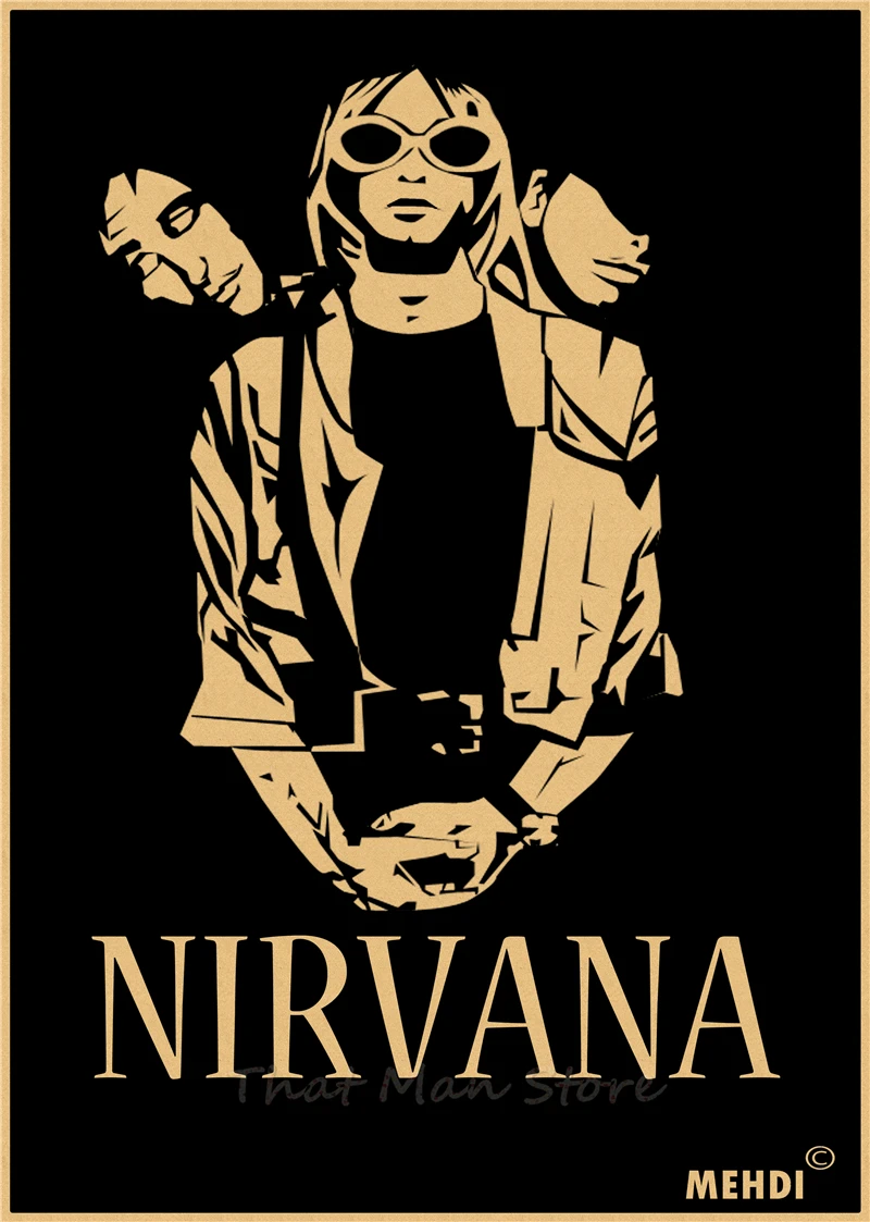 ВИНТАЖНЫЙ ПЛАКАТ Nirvana Kurt Cobain dormitory крафт-рок-оркестр декоративная живопись постер ретро-плакат/40*30 см
