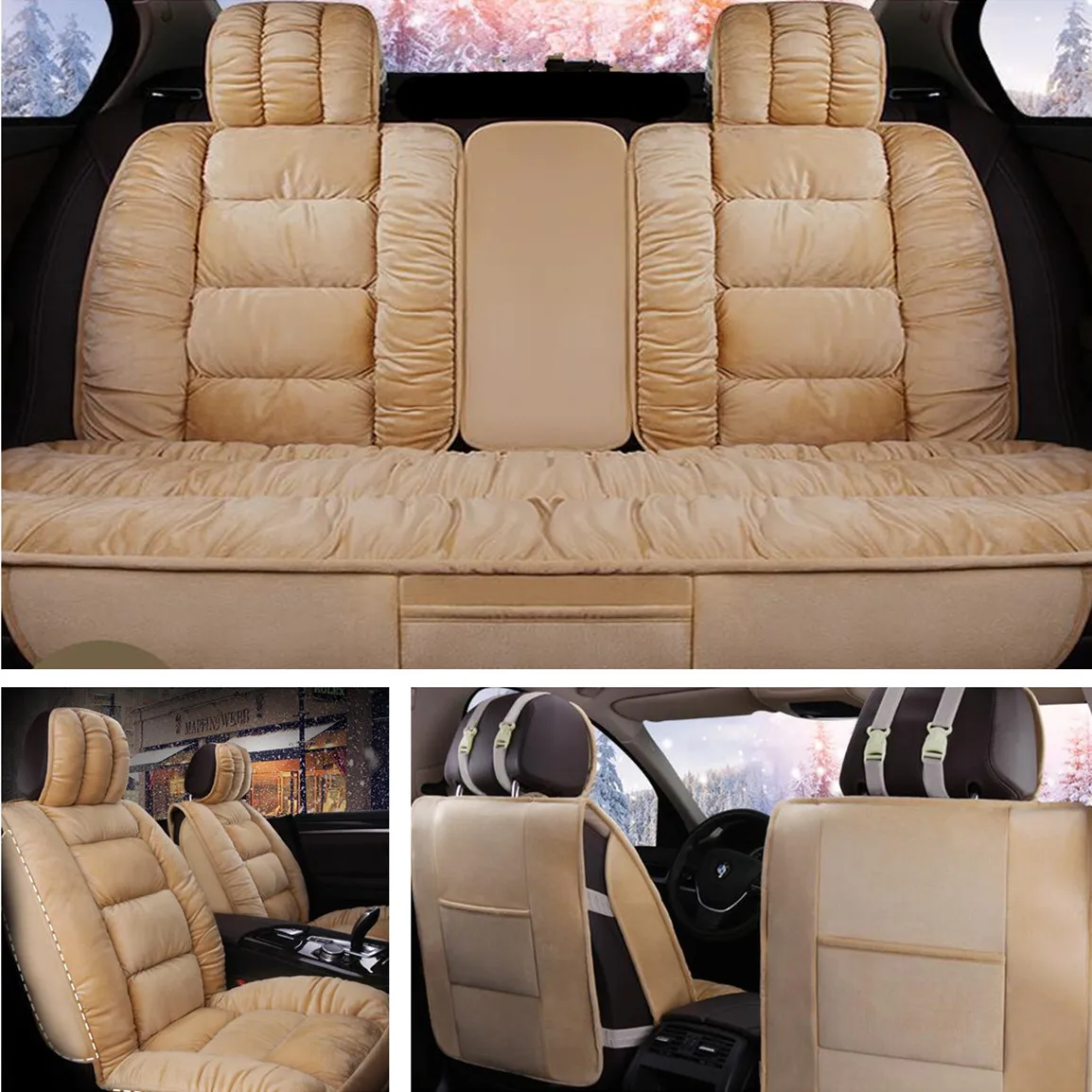 

Car Seat Covers Cushion Car Interior Accessories Decor Breathable Soft Texture for 5-seat Car