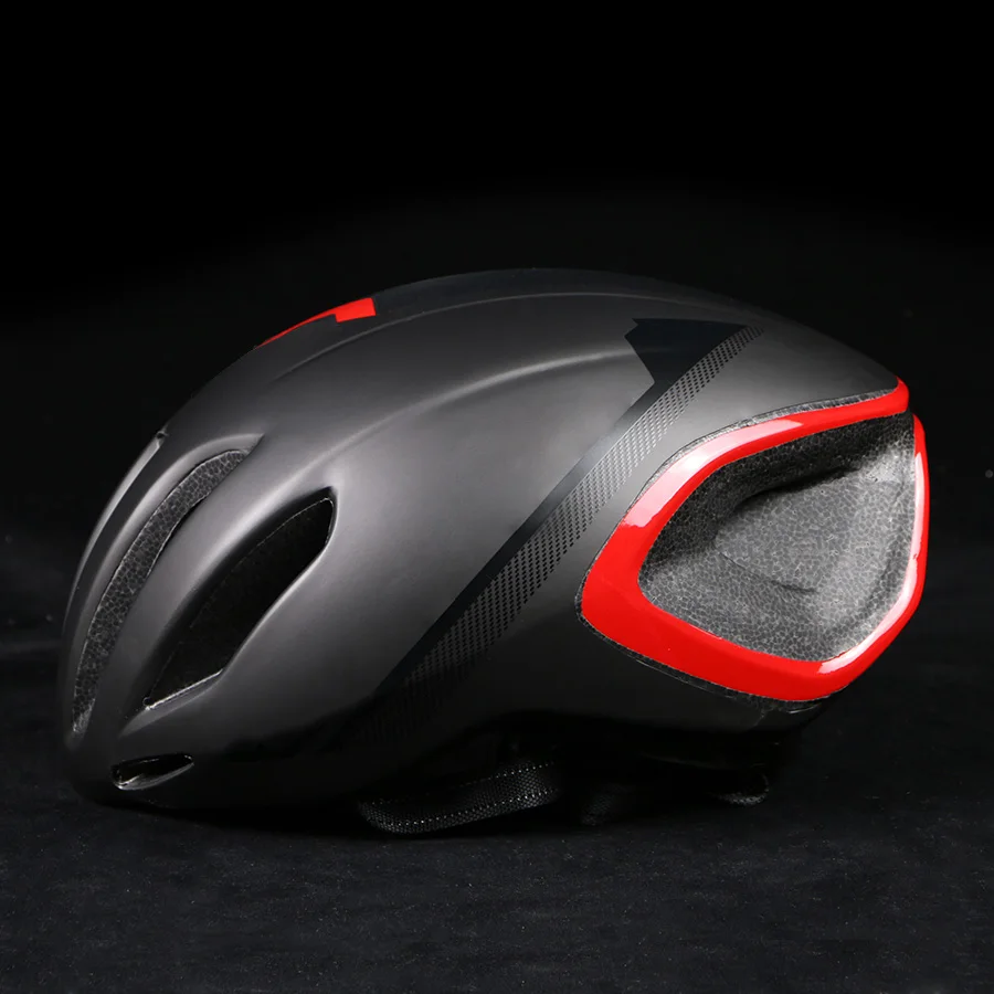 BLACK-RED В форме Aero велосипедный шлем для мужчин женщин эндуро Триатлон гонки велосипедный шлем шоссейный велосипед шлем TT черно-белая Красная Зеленая кнопка m/l - Цвет: BLACK-RED