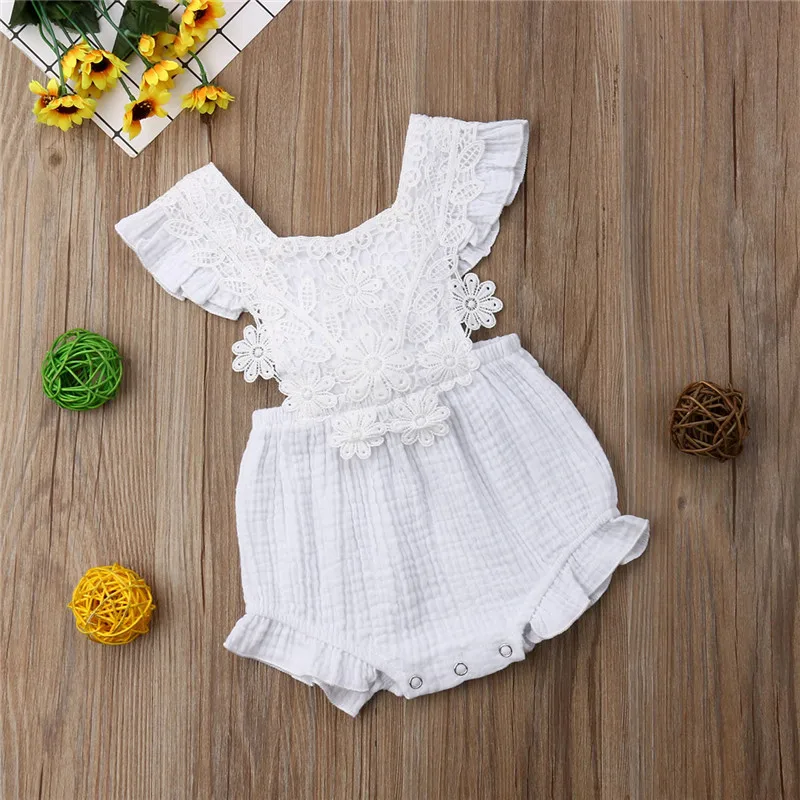 Кружевное боди с цветочным рисунком для новорожденных девочек 0-18 месяцев