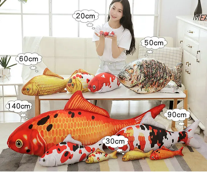 60-140 см большая игрушка Cyprinus Carpio Fish Koi Carp плюшевые игрушки Реалистичные мягкие водные рыбы плюши Домашние животные собаки кошки плюшевые игрушки подушка