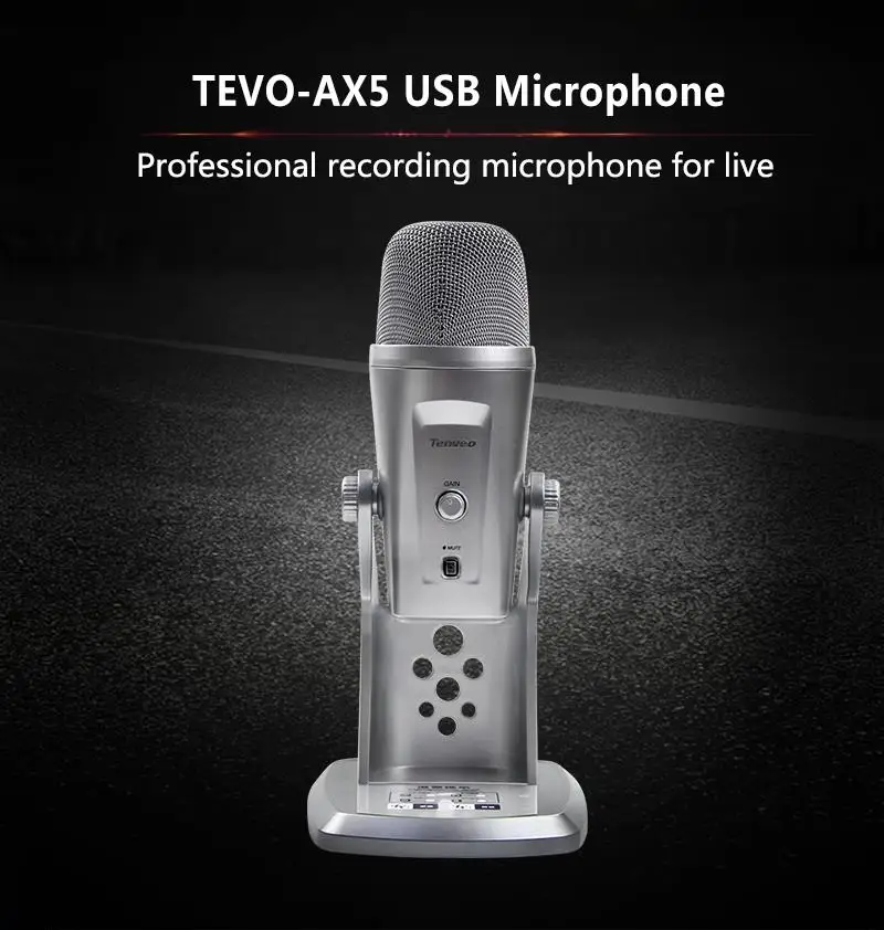 Tenveo AX5 плеер с микрофоном USB микрофон Запись музыки подходит для записи