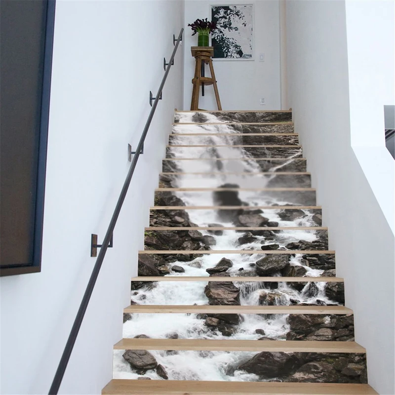 13 шт./компл. DIY 3D наклейки на лестницу водопад Лестницы пол стены Декор Гостиная
