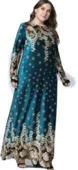 Женское мусульманское платье макси с длинным рукавом Abaya элегантное арабское
