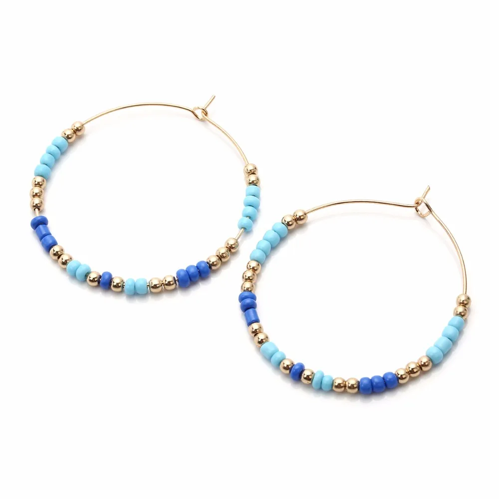 Большие серьги-кольца с бусинами для женщин ювелирные обручи буклы d'oreilles cercles