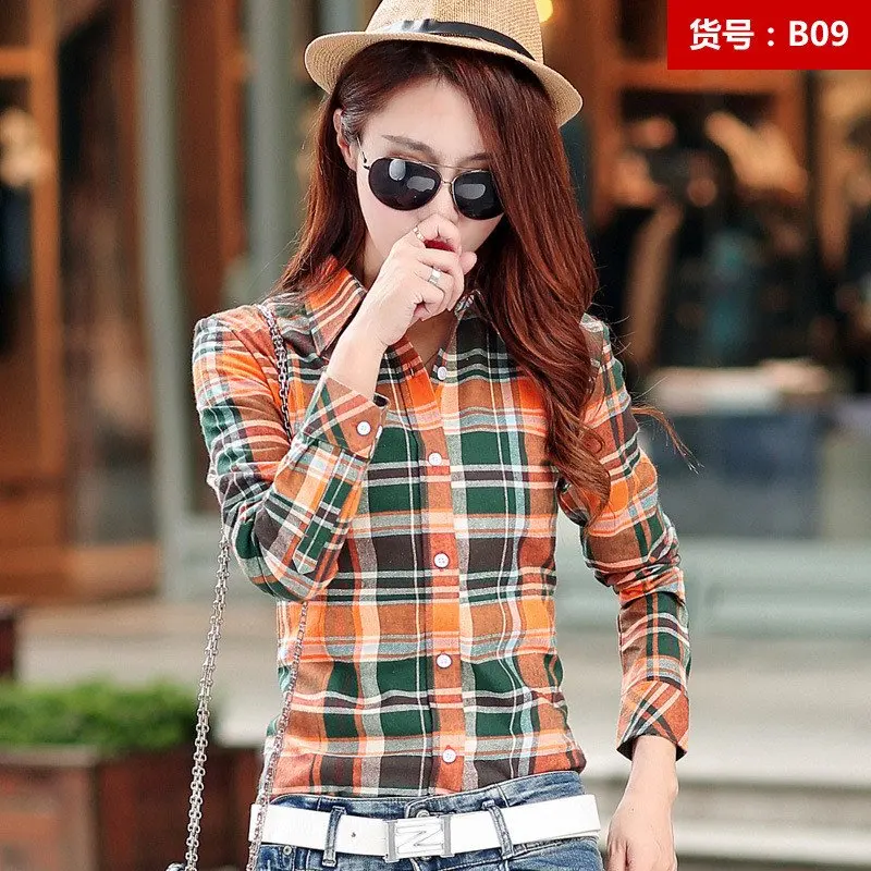 

Cotton Blouse Shirt Plaid Spring Plus Size Camisas Mujer Clothing Blusa Body Tops Blusas Femininas Women Casual Shirts Tops