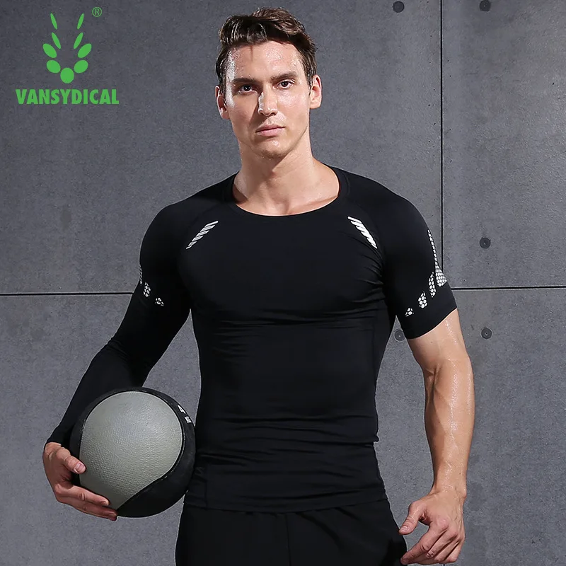 Фото Vansydical мужские компрессионные рубашки MMA Rashguard, спортивные топы для фитнеса, топы для бега, спортзала, бега, тренировки, бокса, кроссфита, футб... №5