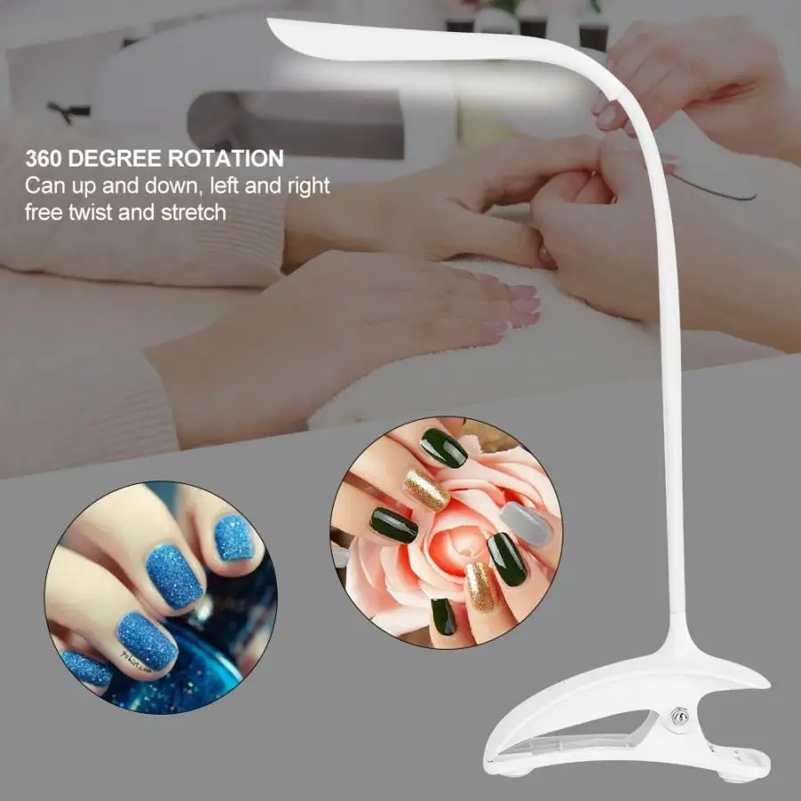 USB Touch Switch Desk Lamp with Clip Nail Art Light Dimmer LED Tattoo Table | Красота и здоровье