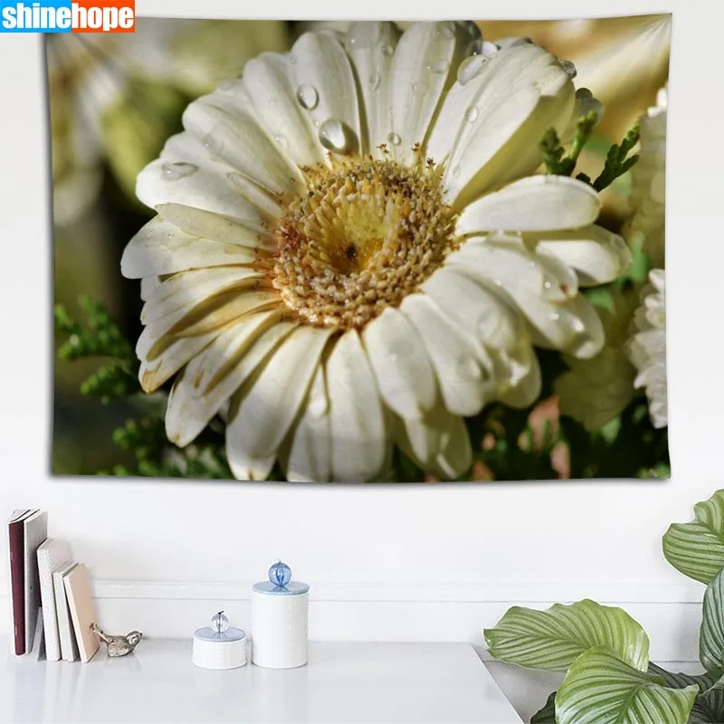 Gerbera цветы на заказ гобелен настенный гобелен Настенное подвесное одеяло спальня фермерский дом Декор богемное украшение дома - Цвет: Tapestry 14