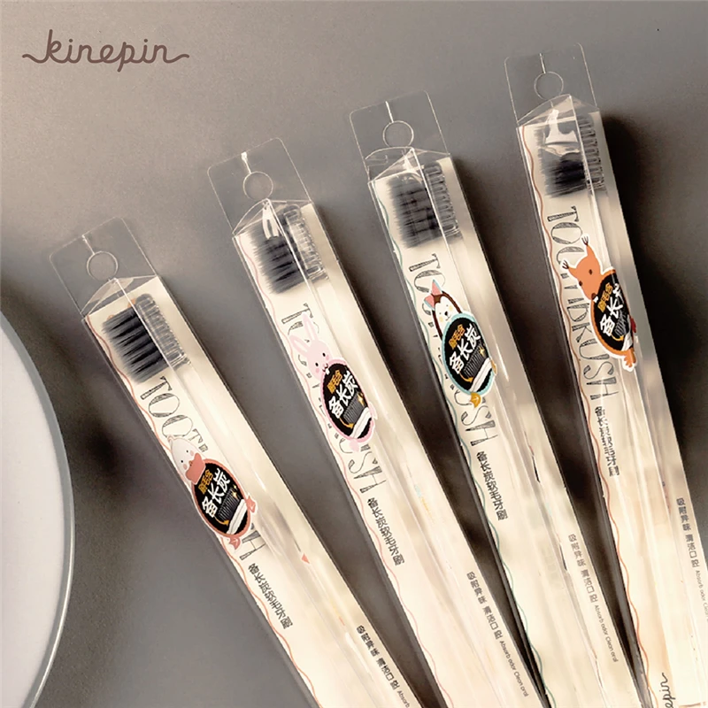 1PC Newest Binchotan Travel Toothbrush Creative Health Portable Cartoon printing Handle Soft Brush Hair Tooth with Holder | Красота и