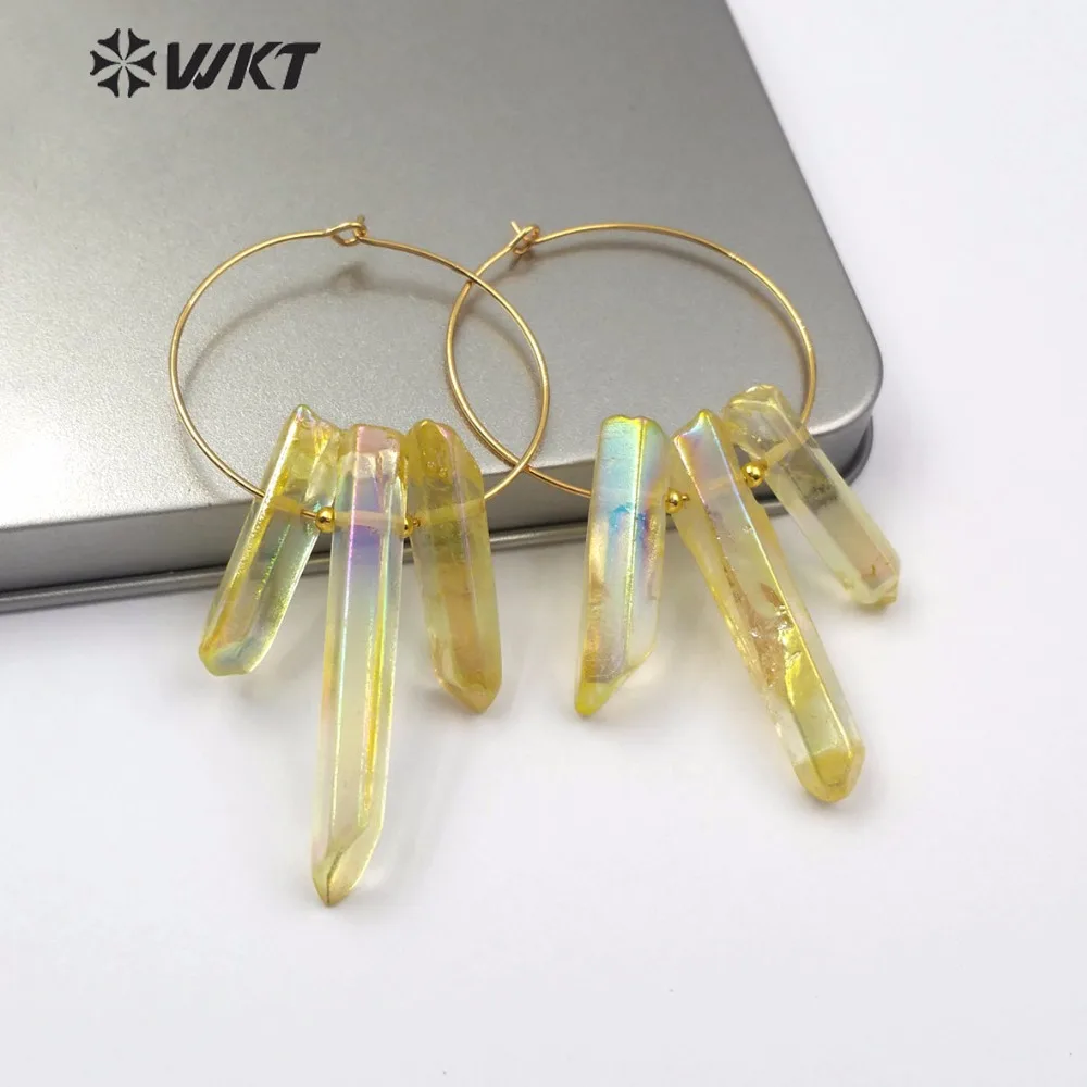 WT-E521 аура кварцевые висячие серьги металлический круг с оригинальным