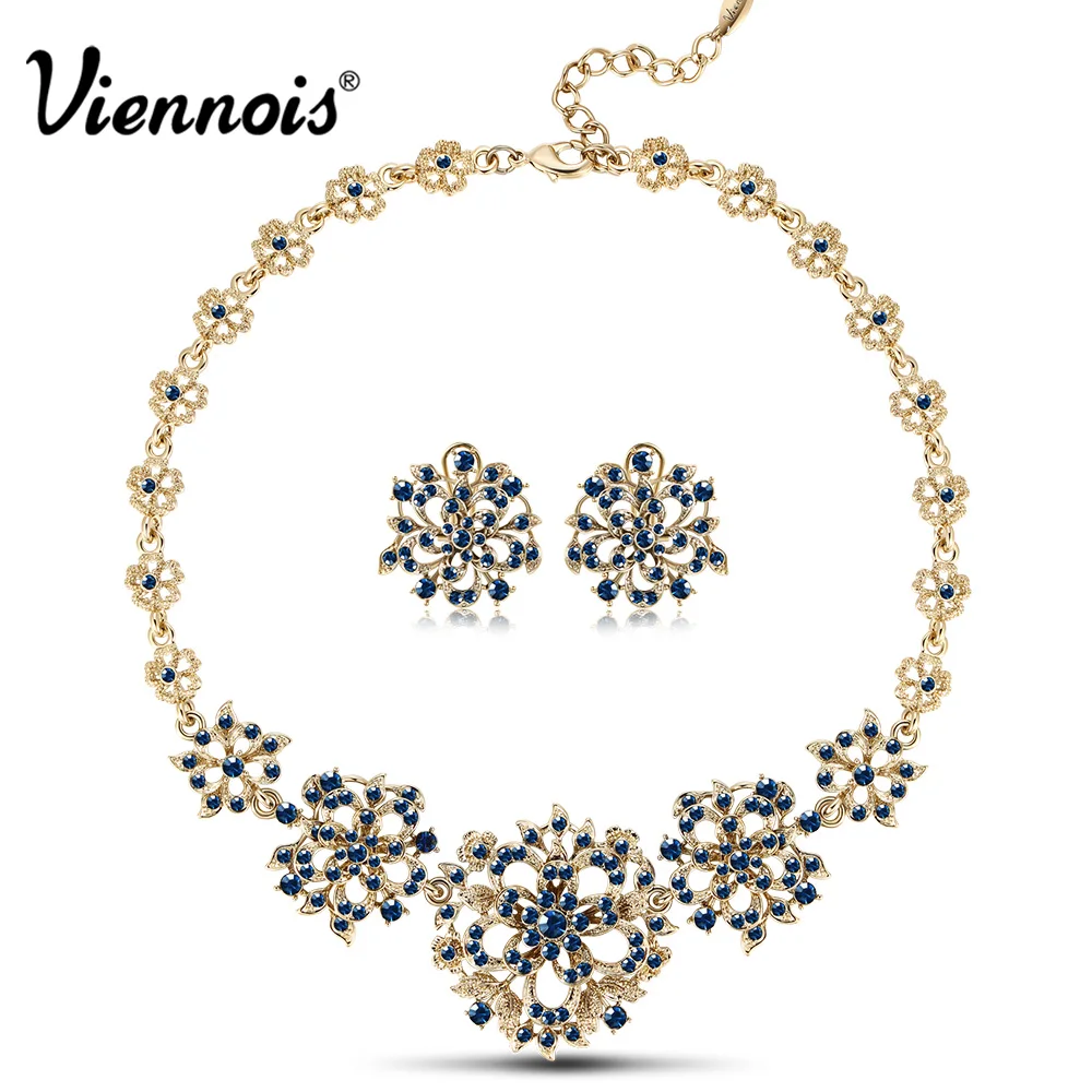 Viennois Модные Ювелирные наборы для женщин полые цветочные ожерелья и серьги