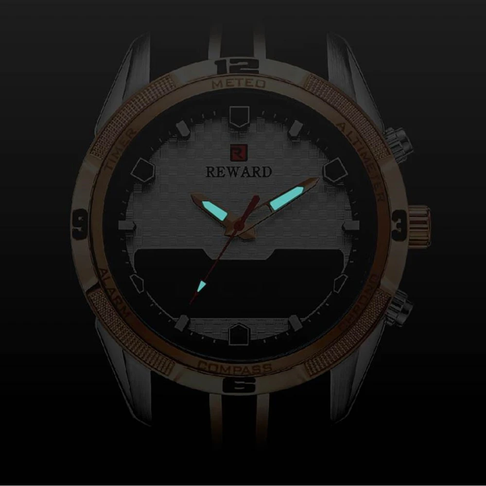 

REWARD Mens Watches Top Luxury Brand Men Sports Watch Men Quartz LED Digital Men's Watch Clock Male Military Wrist Watch