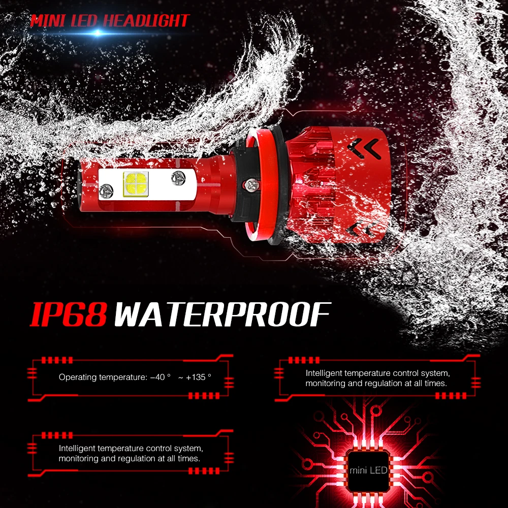Супер яркие 9600lm Автомобильные светодиодные фары XHP50 комплект H1 H3 H4 H7 H9 H11 H13 9005 HB3 9006