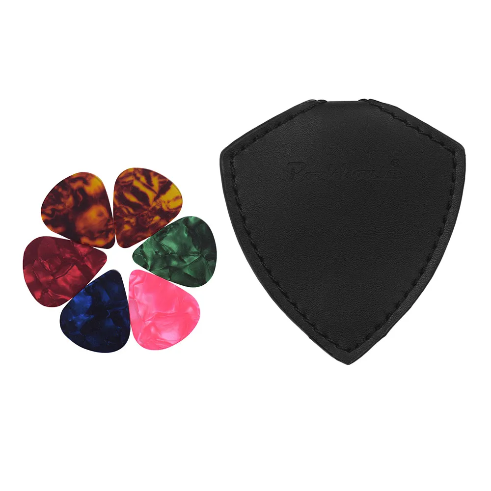 6 шт. разноцветных целлулоидных гитарных медиаторов + чехол для из микрофибры и