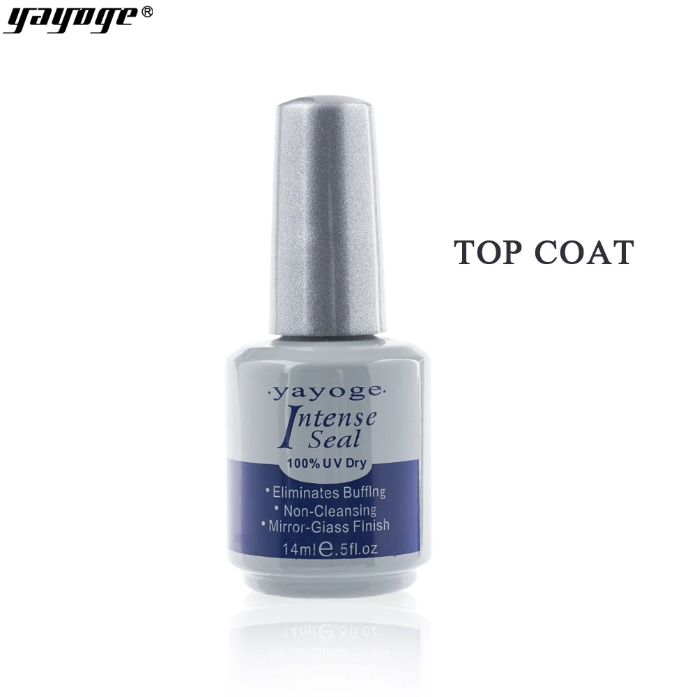 14ml Top coat YAYOGE Базовое покрытие верхнее покрытие лак для ногтей не чистый грунтовка для ногтей матовый верхний Бондер стойкий замачиваемый лак для нейл-арта Маникюр - Цвет: 14ml Top coat