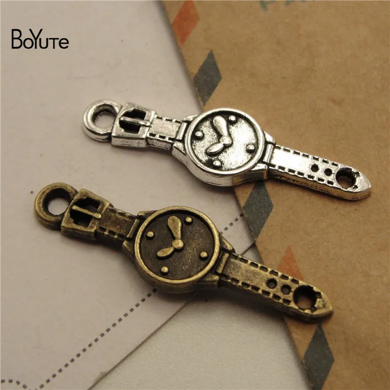 BoYuTe (100 шт./лот) металлический сплав 35*9 мм часы кулон шармы Diy ручной работы