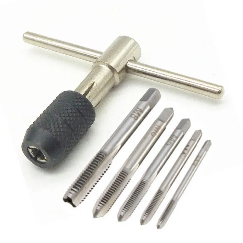 1 комплект T тип машины ручные краны с винтовой резьбой Reamer M3/M4/M5/M6 кран Набор Подходит Ручка DIY аксессуары для инструментов