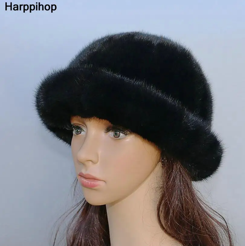 Новая меховая шапка модная норковая весь хвост норки стежка Круглая Шапочка