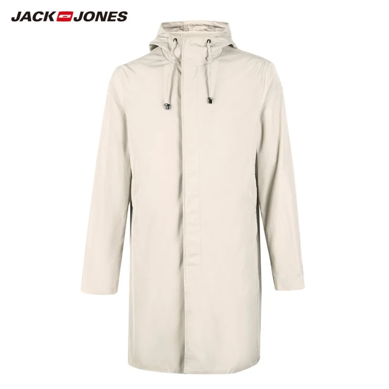 JackJones Men's Basic Hooded Long Trench Coat Business Casual Windbreaker Menswear 218321522 | Мужская одежда