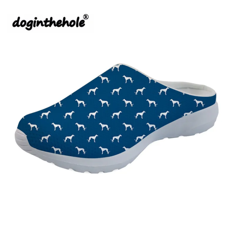 Doginthehole/женские сабо; спортивные сандалии; собака породы борзая; силуэт; летняя пляжная обувь для женщин; сетчатые уличные тапочки; - Цвет: Зеленый как газон