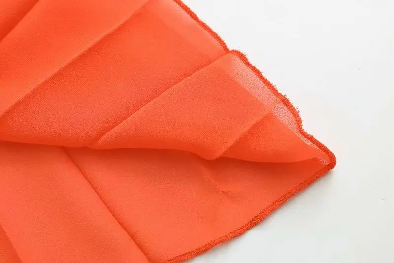 Женское оранжевое Макси платье плиссированное с оборками без рукавов открытой