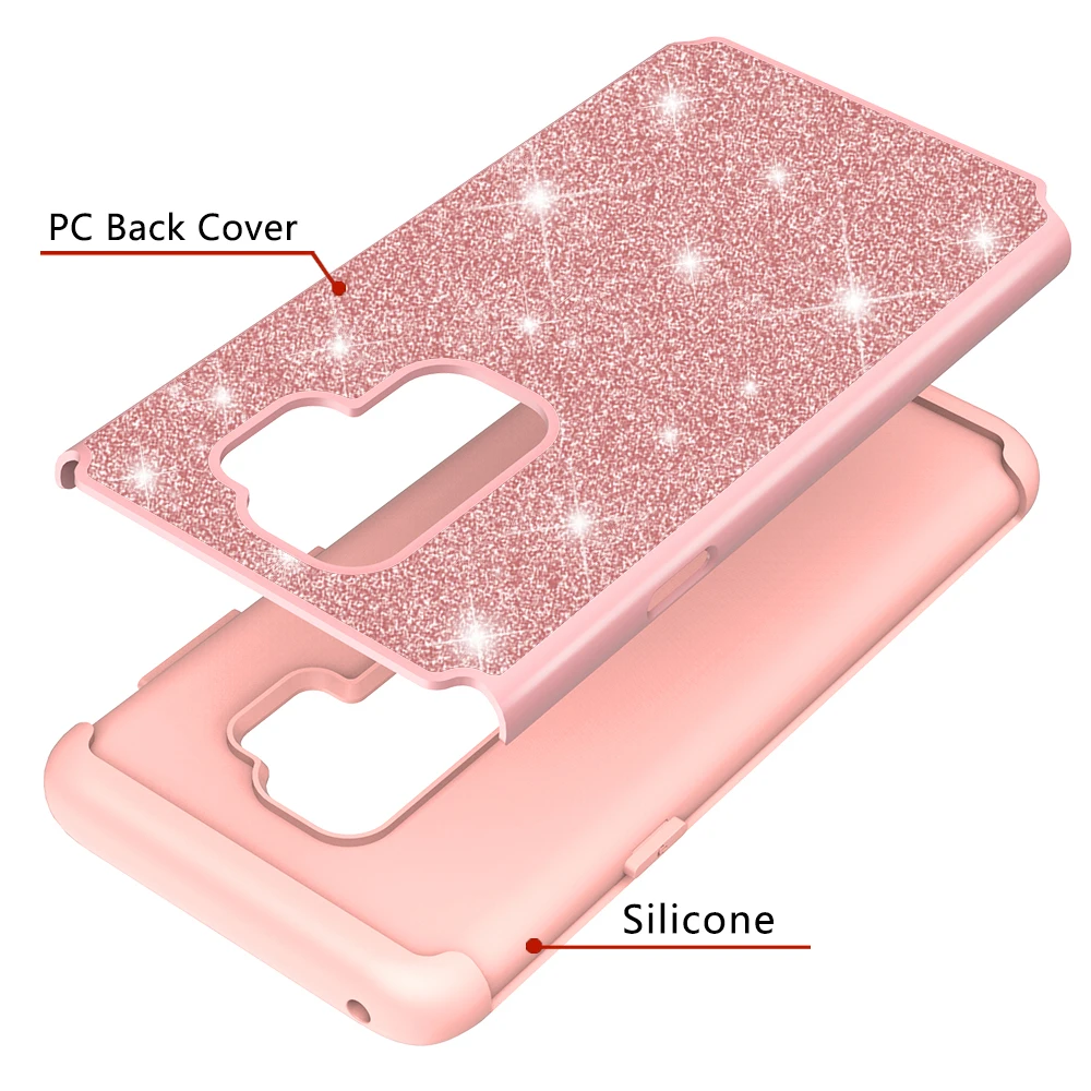 Чехол для телефона Samsung Galaxy S8 S9 Plus Note 9 задняя крышка 2 в 1 Блестящий Ударопрочный ПК