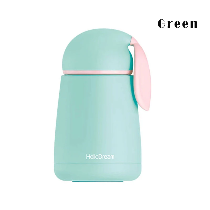 Green 300 мл милый термос-бутылка с мультяшным кроликом термос-чашка из нержавеющей стали вакуумная колба Мини-детская термобутылка Изолированная чашка для путешествий - Цвет: Green