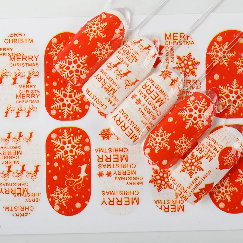 ROSALIND Nail Art Stickers Christmas Style Wraps Manicure Gel Polish Decoration Colorful Transfer Decal | Красота и здоровье