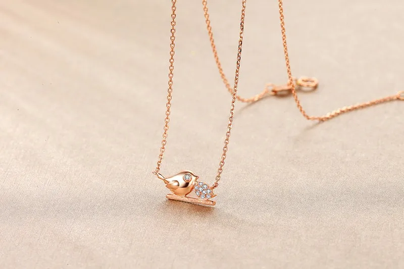 ZOCAI The Little Magpie Real 0,03 CT бриллиантовое ожерелье 18 K розовое золото(Au750) Подвеска-ожерелье JBD90281T