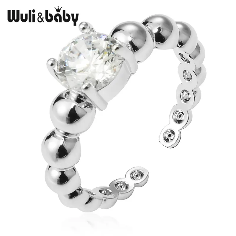 Wuli & baby серебристый циркониевый классическое женское кольцо для помолвки