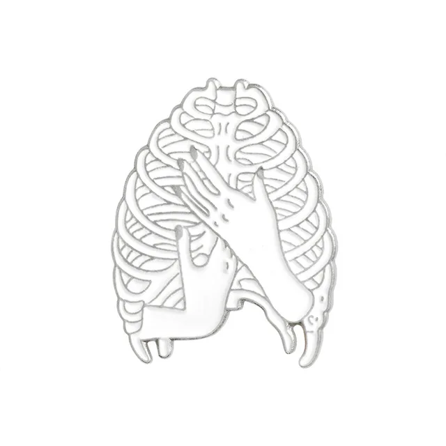 Silver 4 Готический Темный дьявол, Скорпион, скелет, Череп, Ribcage, руки, заколка на Хеллоуин брошь с дизайном «скелет» значок на пиджак ювелирные изделия - Окраска металла: Silver 4