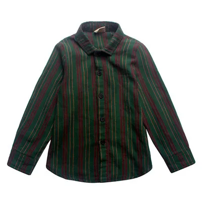 Детские зеленые рубашки в полоску осенняя Модная хлопковая рубашка джентльмена