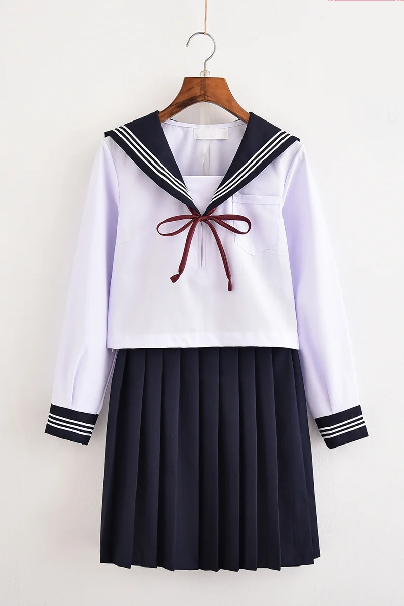 Японская школьная униформа для девочек в морском стиле Топы + юбка военно-морской