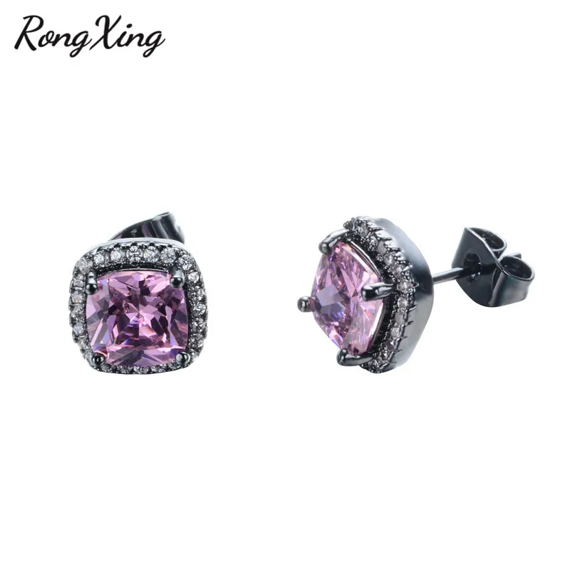 RongXing Женские Модные фиолетовые/зеленые/синие/розовые/белые циркониевые серьги