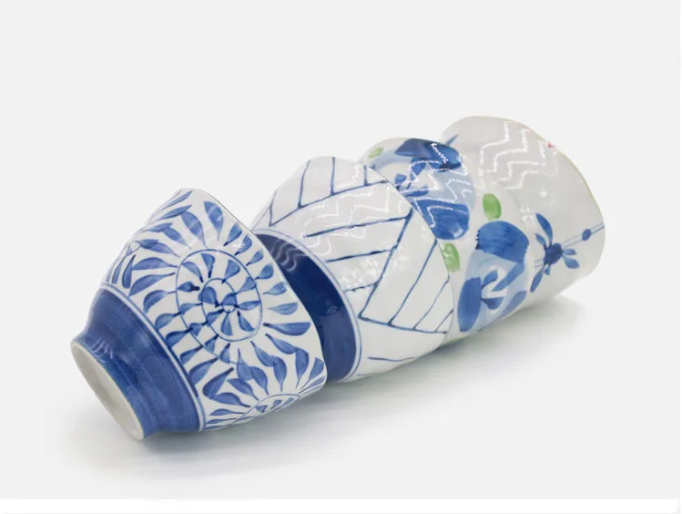 Керамическая чаша ретро ручная роспись посуда подглазурь Китай сине белая