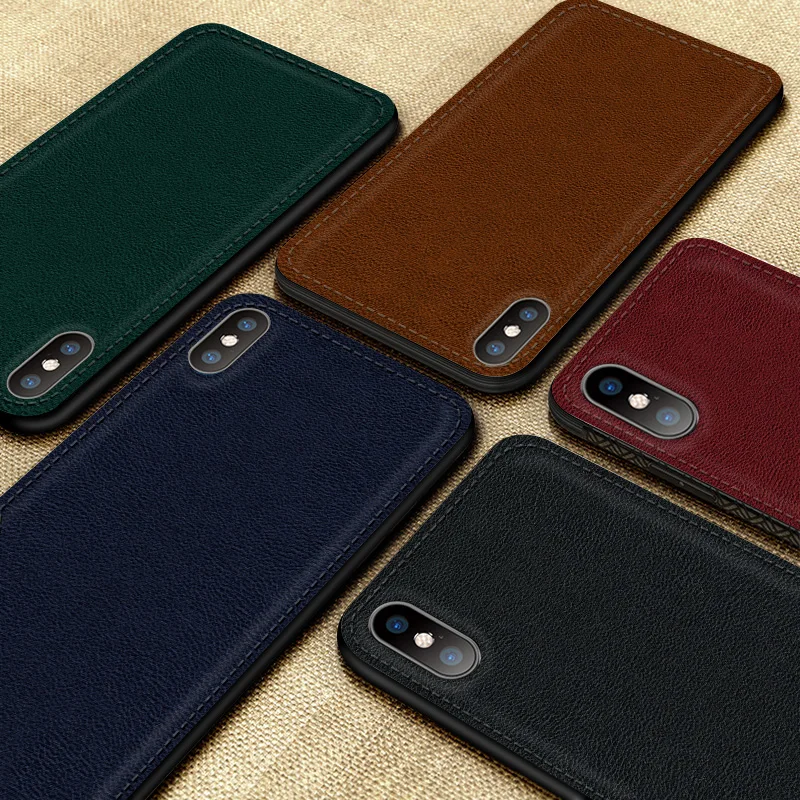 IIOZO Luxury PU leather Case For iPhone XS Max XR X 7 8 Plus 6 6s Ultra-thin Texture Soft Silicone Phone Cases Cover | Мобильные