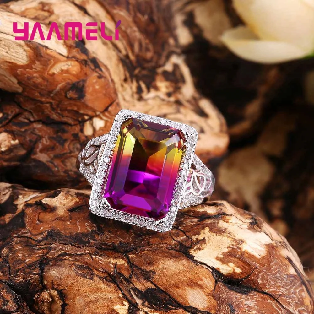 Женское кольцо из серебра 925 пробы с градиентным кристаллом|ring sterling|crystal stone ringring |