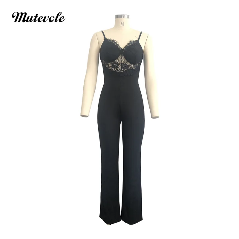 Mutevole женский облегающий сексуальный кружевной комбинезон без рукавов Летний с