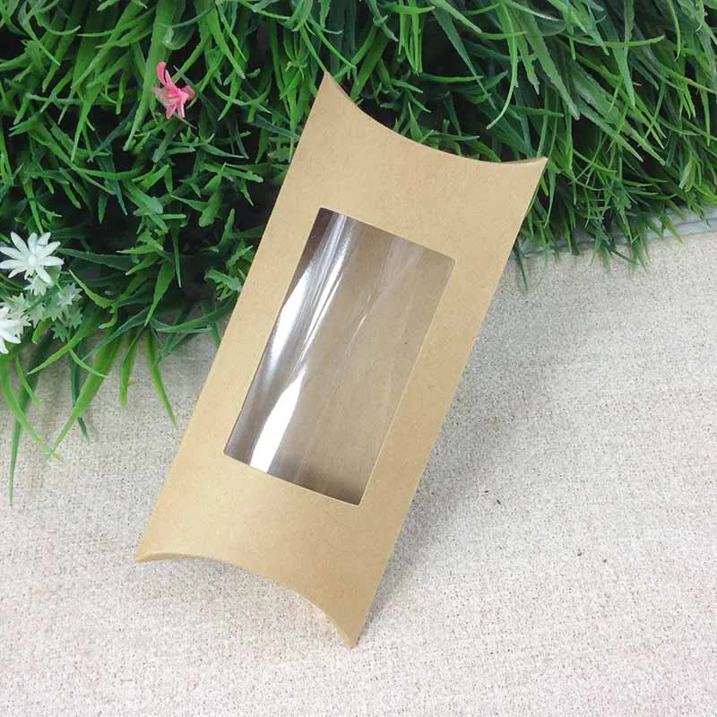 ZerongE ювелирные изделия 16x7,8x2,4 см подушка DIY окно коробка с ожерельем карта для упаковки ювелирных изделий Белый/крафт/черный цвет подушка подарочная коробка - Цвет: Коричневый