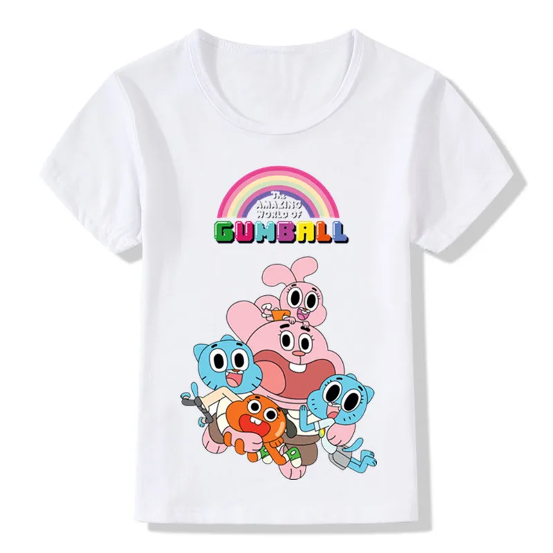 Забавная детская футболка с рисунком Удивительный мир Гамбола летние топы