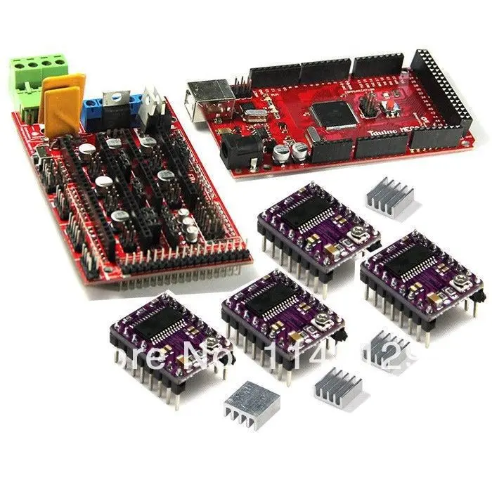 

3d наборы RAMPS1.4 с платой Iduino Mega2560 и 4 шт. DRV8825 шаговый драйвер с радиатором для 3D принтера Prusa Mendel