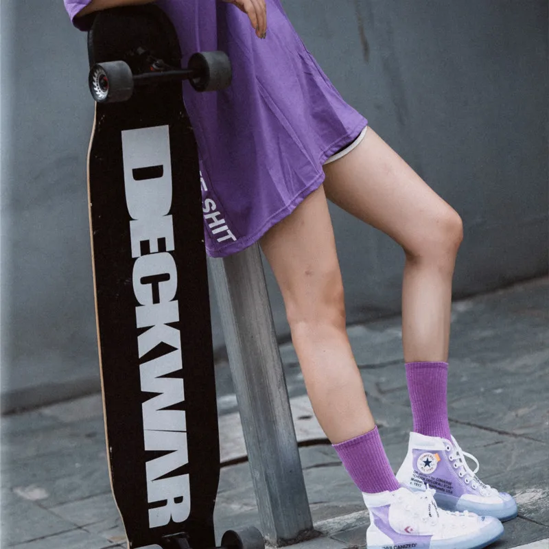 2018 хлопковые однотонные носки Длинные унисекс уличные скейтборды милые Хип-хоп