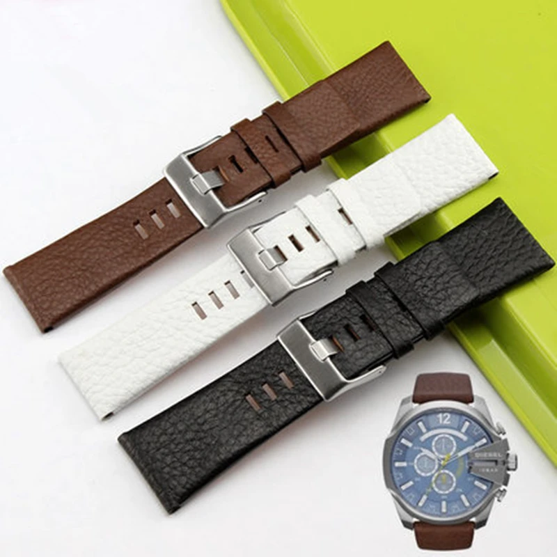 

MERJUST 22mm 24mm 26mm 28mm 30mm Watchband Black Brown White Leather Strap For Diesel DZ DZ7313 DZ7257watch Strap Wristband