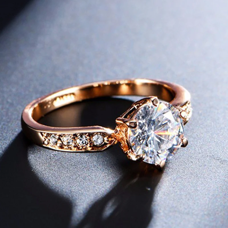 HOMOD 1.75ct AAA CZ Циркон Обручальные Кольца для женщин розовое золото цвет женские обручальные кольца Австрийские кристаллы ювелирные изделия Прямая поставка