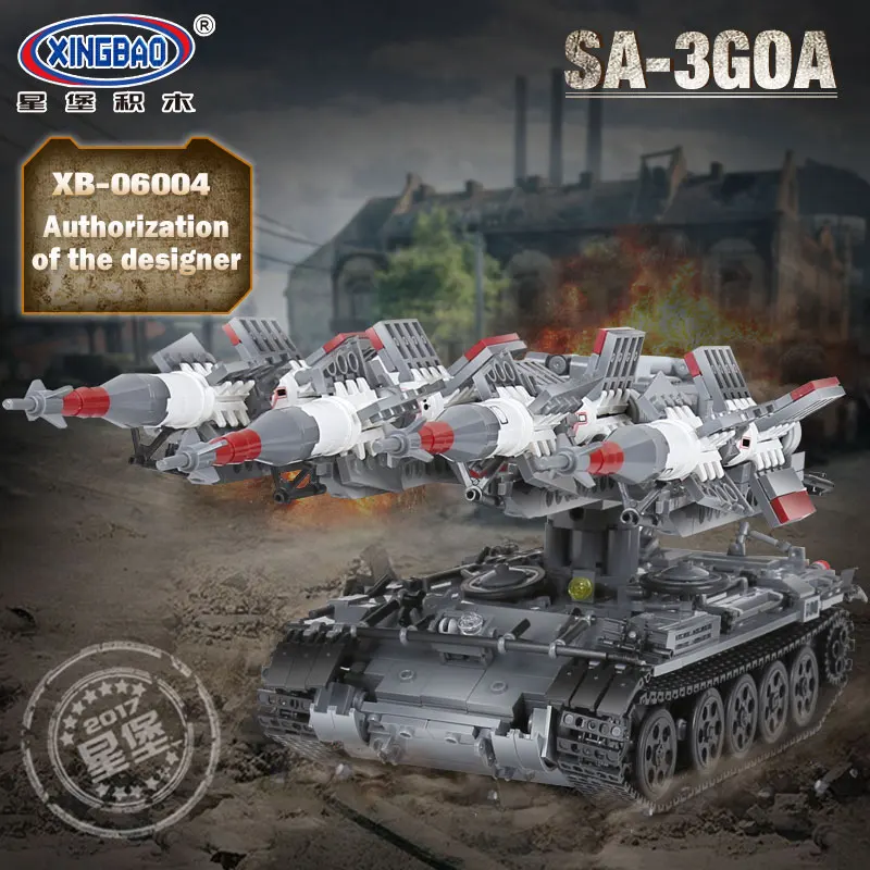 Xingbao 06004 Военная серия SA-3 ракета и танк T55 Набор детских игрушек строительные блоки кирпичи подарки