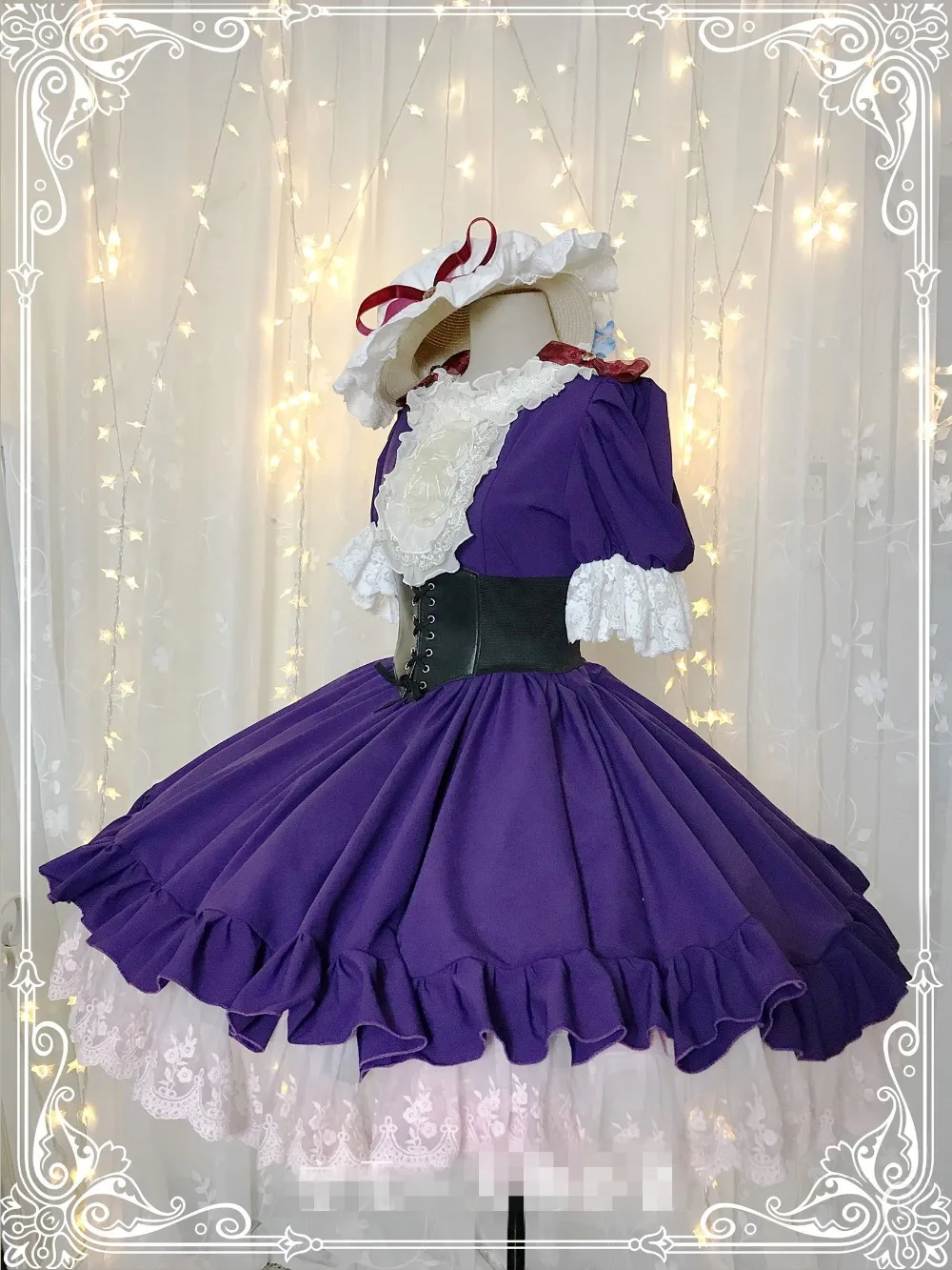 TouHou Project cos Юкари Якумо костюм для косплея фиолетового цвета кружевное платье