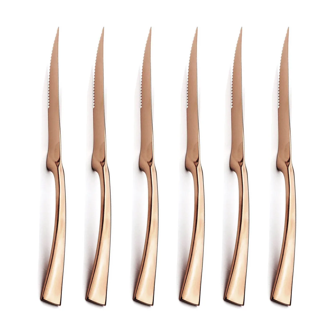 Rose 6pcs 6 шт красочные 18/10 из нержавеющей стали зеркальные столовые приборы мясо рыба нож зубчатый стейковый нож сервировочный черный набор посуды - Цвет: Rose 6pcs