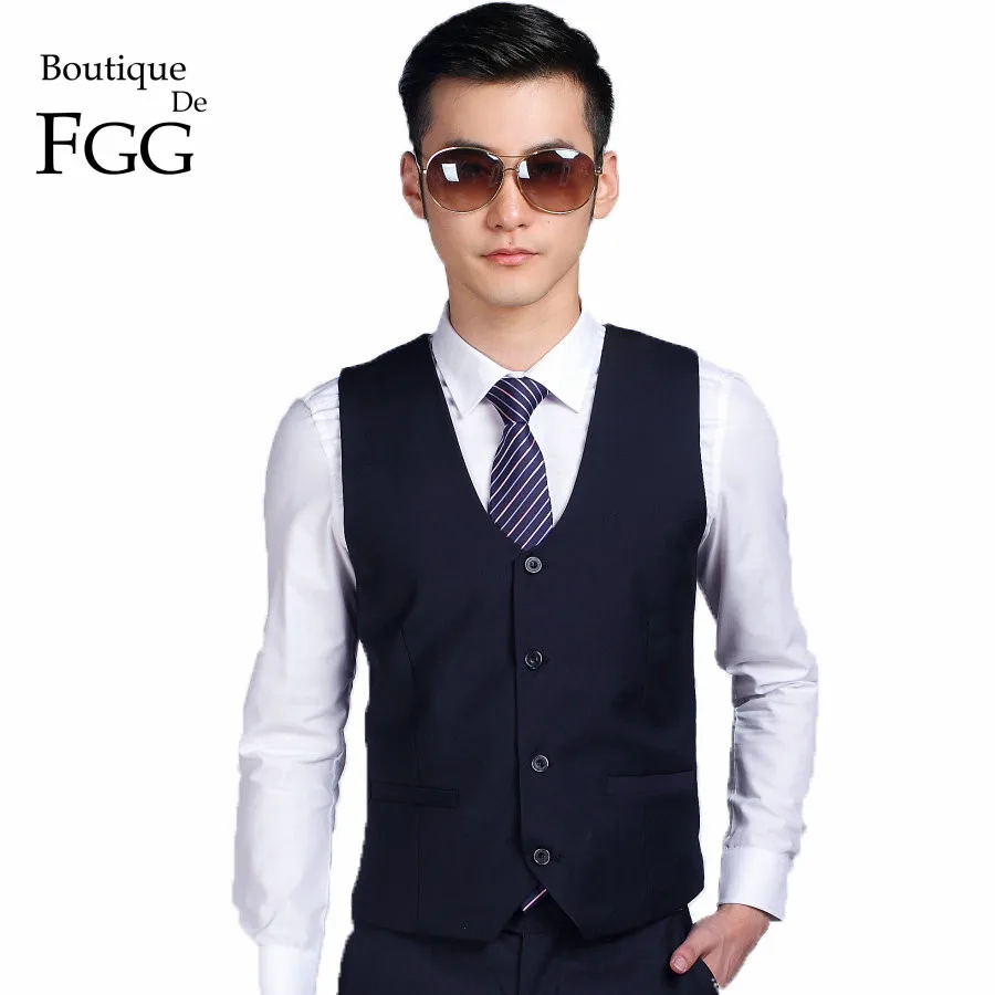 Бутик De FGG Китай SizeS 3XL темно синий мужской деловой костюм жилеты для свадебной